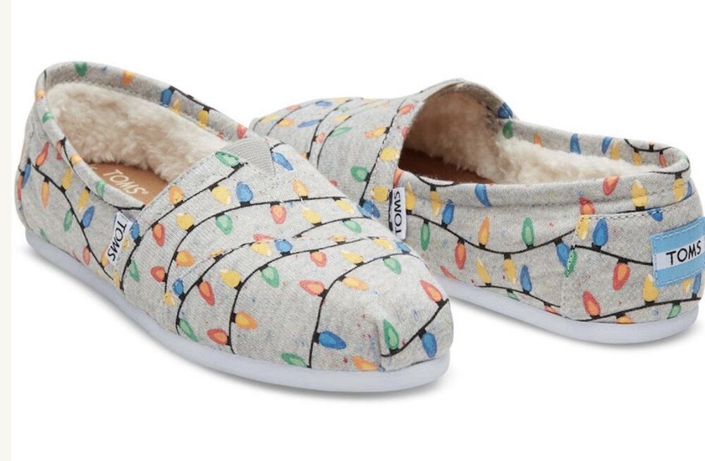 TOMS Women's Sz. 11 Alpargata Slip-On Shoes – Glow-in-the-Dark Holiday Fur